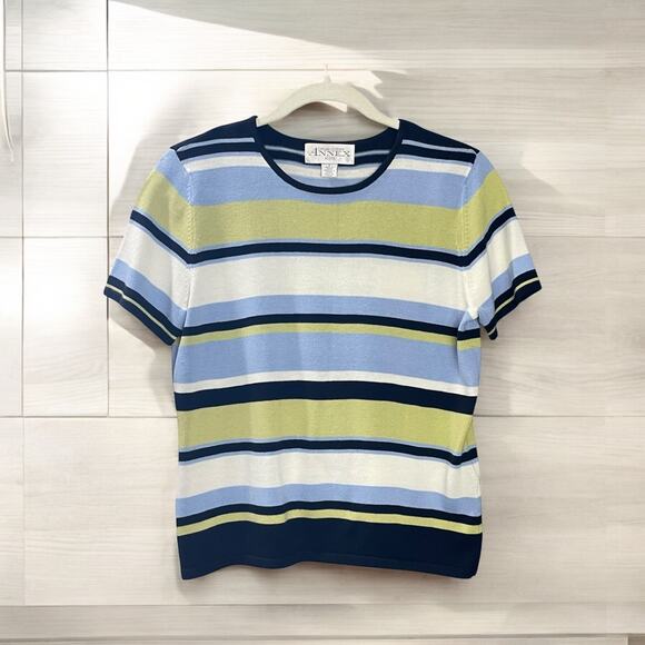 Vtg 90s Casual Corner ANNEX Petite Sweater – Colorblock Striped Knit – Size SP - Picture 1 of 10